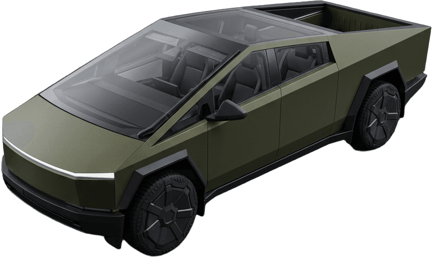 A matte military-green AI wrap rendered on an electric truck